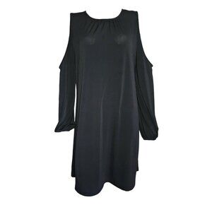 Apt 9 Dress Womens Size L Large Solid‎ All Black Cold Shoulder Long Sleeve